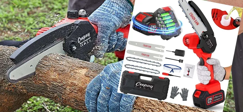 Motosega wireless, kit ricchissimo: 2 batterie e accessori, prezzo WOW (67€)