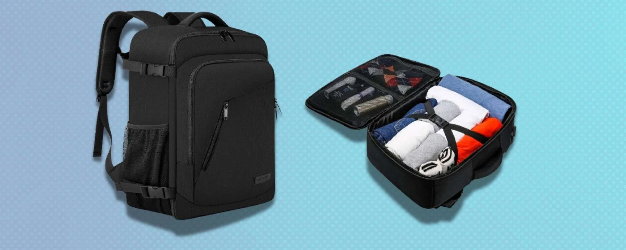 Zaino da viaggio in offerta a 37€: lo puoi portare in cabina senza pagare