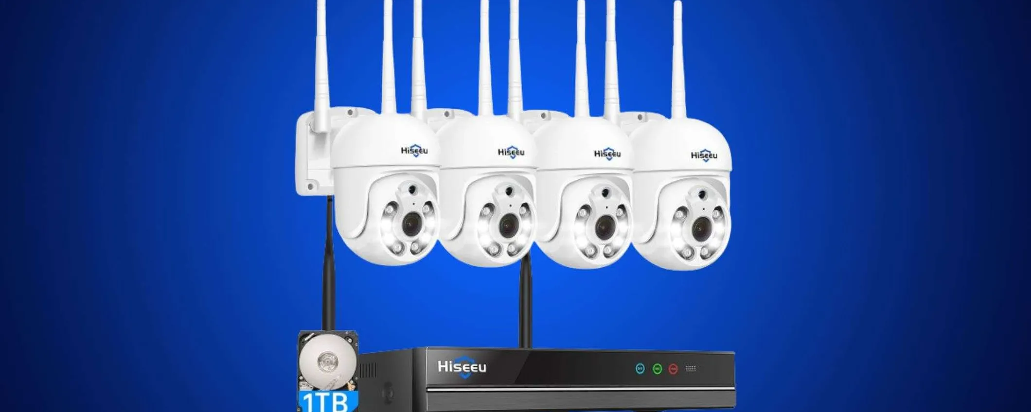 Kit di videosorveglianza in offerta: 4 telecamere con visione notturna ad un prezzo wow