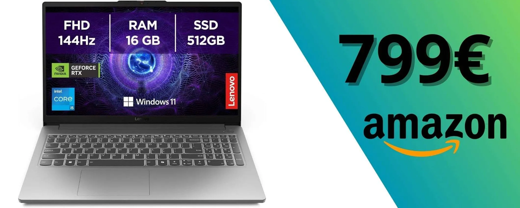 Lenovo LOQ: solo 799€ per gaming laptop con RTX 4050 e display 144Hz (Amazon)