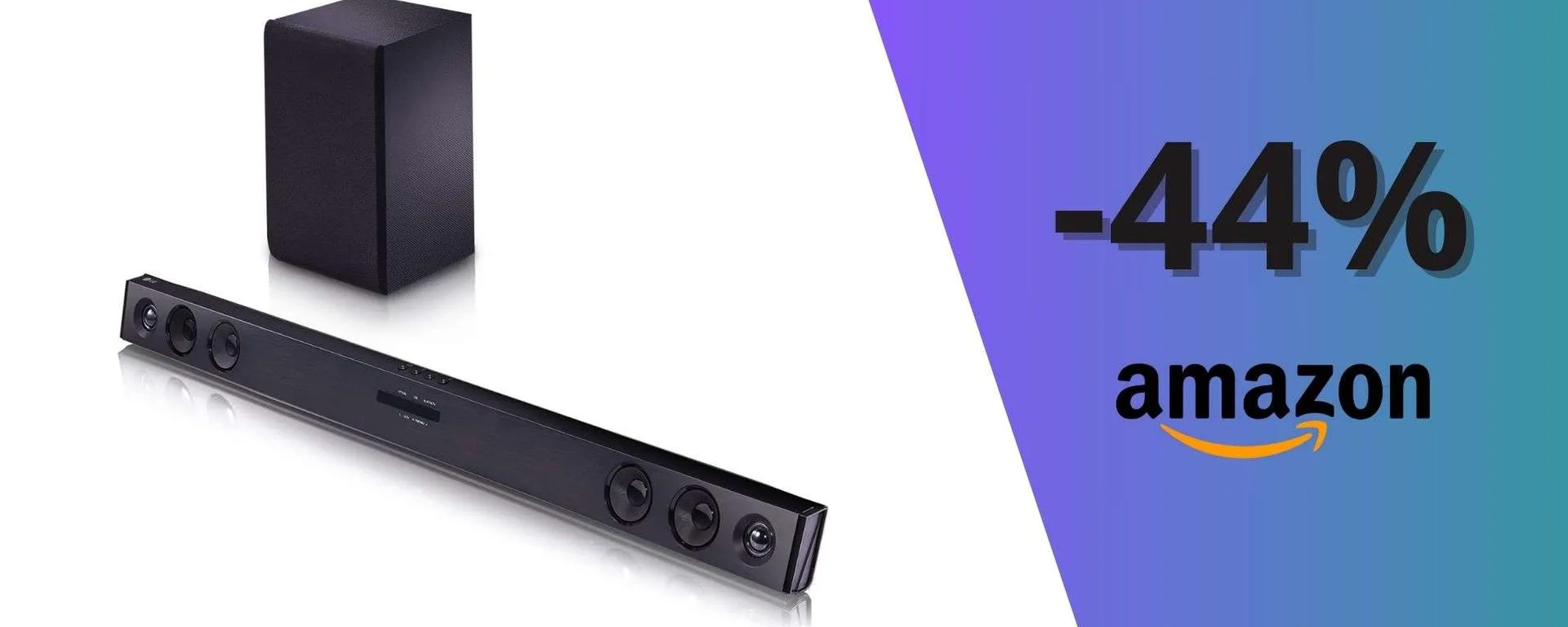 LG SQC2 Soundbar a soli 109,90€: sistema audio TV 2.1 con MAXI sconto del 44%!