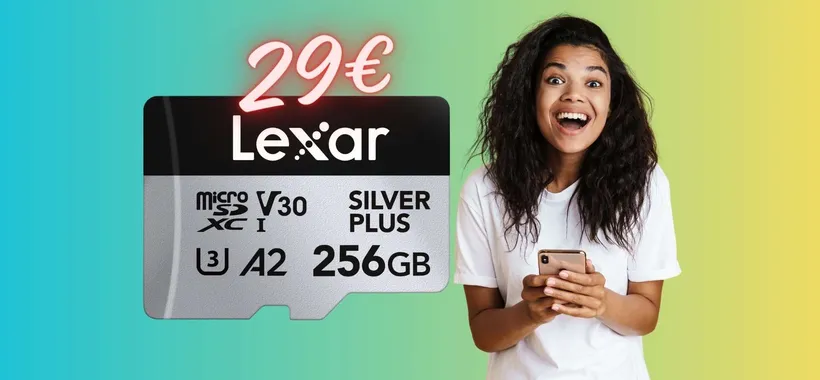 Memoria del cellulare piena? Con la microSD Lexar da 256GB risolvi (29€)