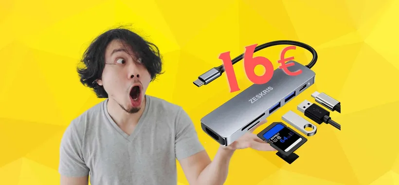 Hub USB 6 in 1: tutto quello che ti serve in un piccolo dispositivo a 16€