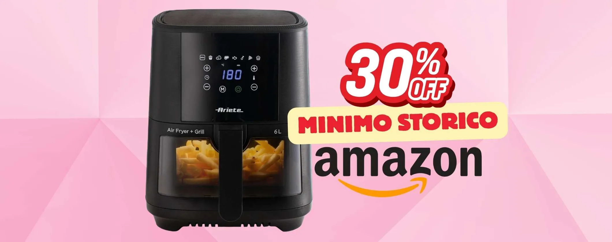 Ariete 4626: friggitrice ad aria da 6 litri con 8 programmi per piatti buoni e sani (-30%)
