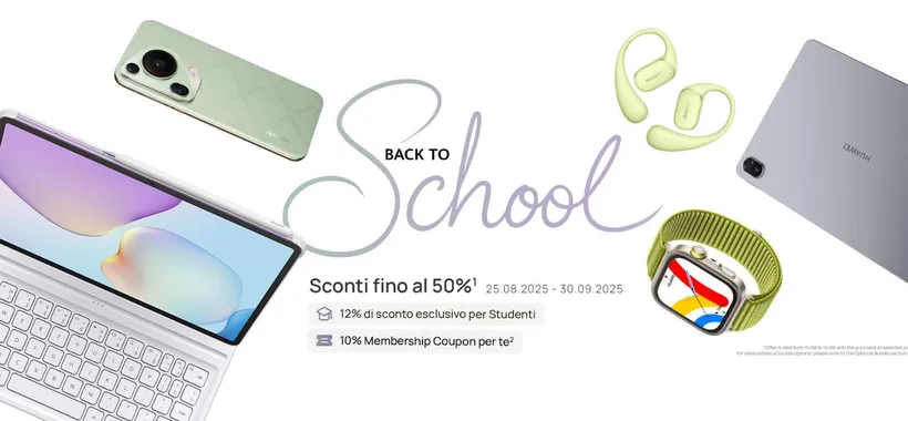 HUAWEI Back to School: fino al -50% su PC, tablet, cuffie e non solo