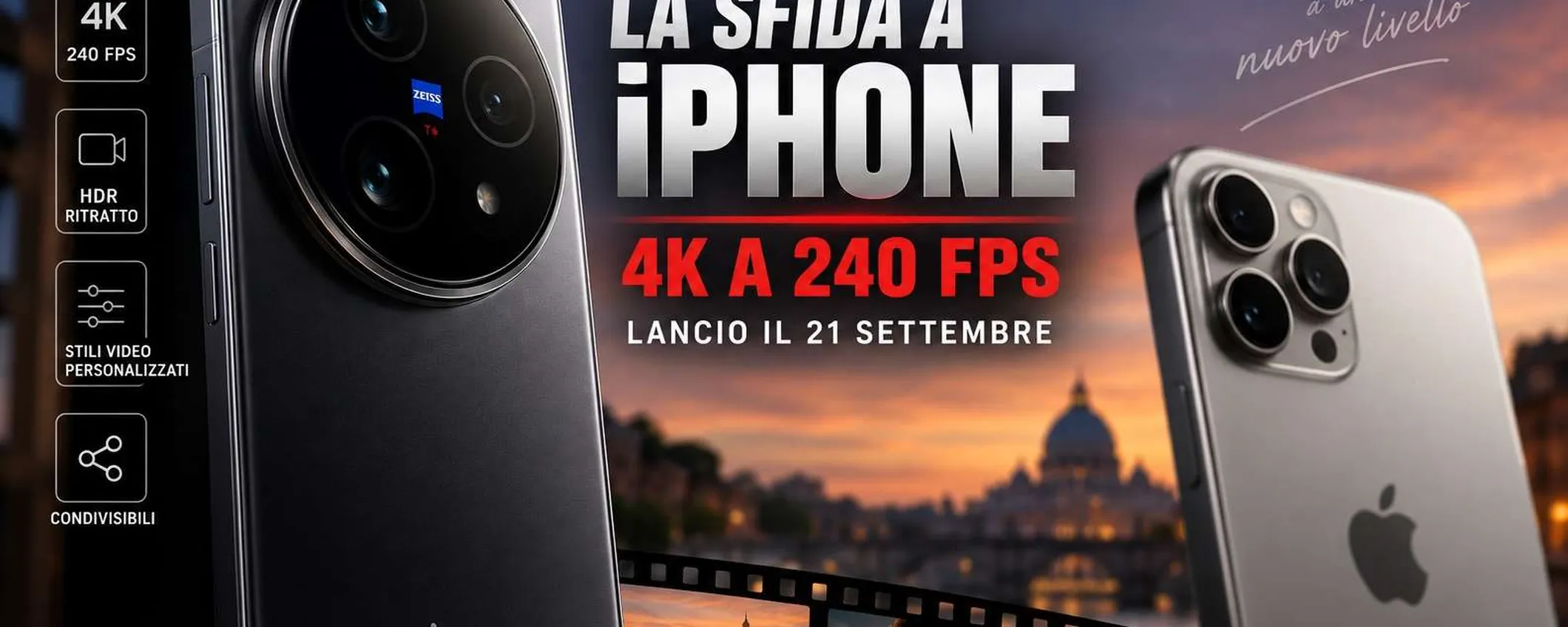 Vivo X500 sfida iPhone sui video: lancio il 21 settembre con 4K a 240 fps