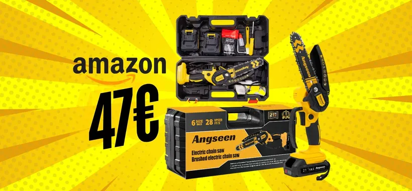 Mini motosega a batteria: taglio legna e potatura super semplice (47€)