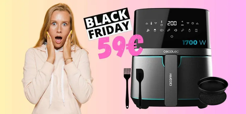 Friggitrice ad aria con accessori e 8 programmi a 59€, da URLO