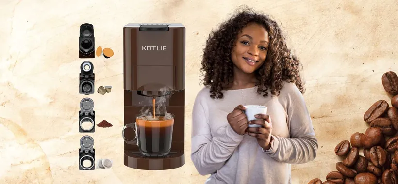 Macchina per espresso 4 in 1: capsule piccole e grandi, cialde e caffè macinato