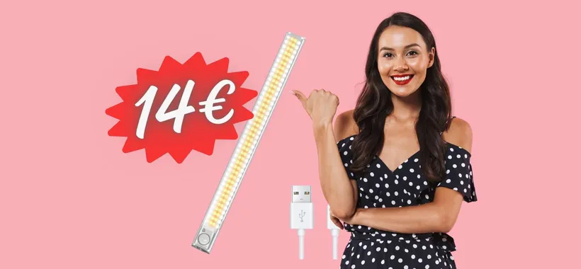 Lampada LED per armadio con sensore di movimento a soli 14€ su Amazon