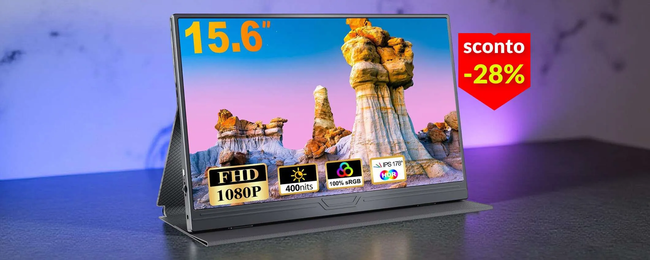 Monitor portatile FullHD da non perdere a 71€: lo usi con mini PC, PS5 e tanto altro