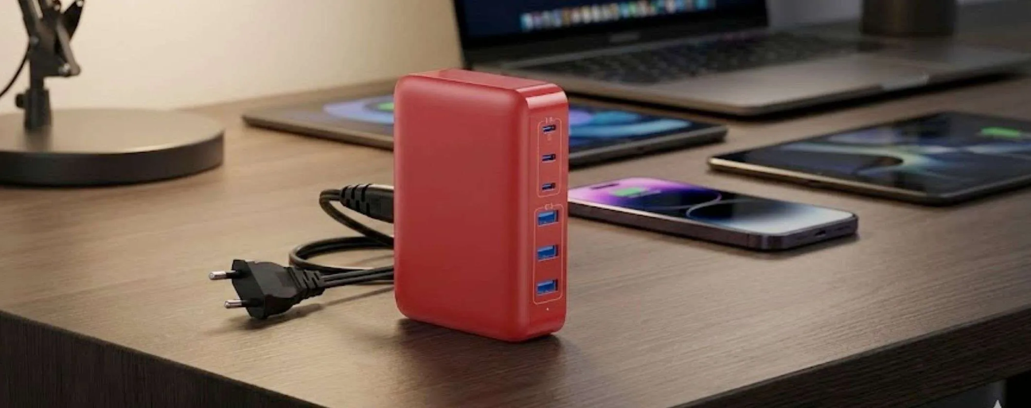 Caricatore USB C Multiplo da 108W con 6 porte a 14,53€: mega affare