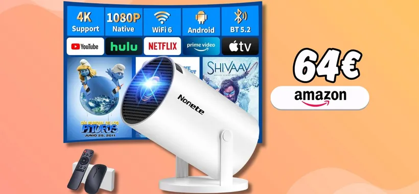 Proiettore 1080P FHD con app integrate al suo interno: è cinema a 64€