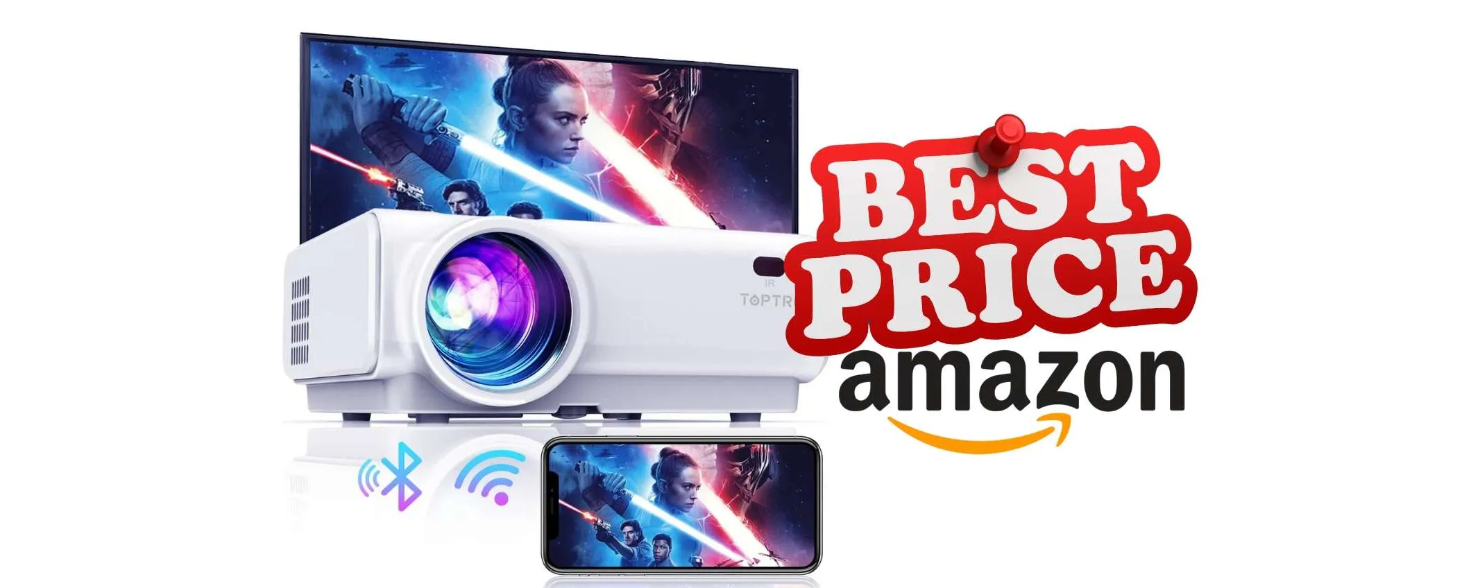 Il CINEMA nel salotto con questo Mini proiettore portatile WiFi in sconto del 59%