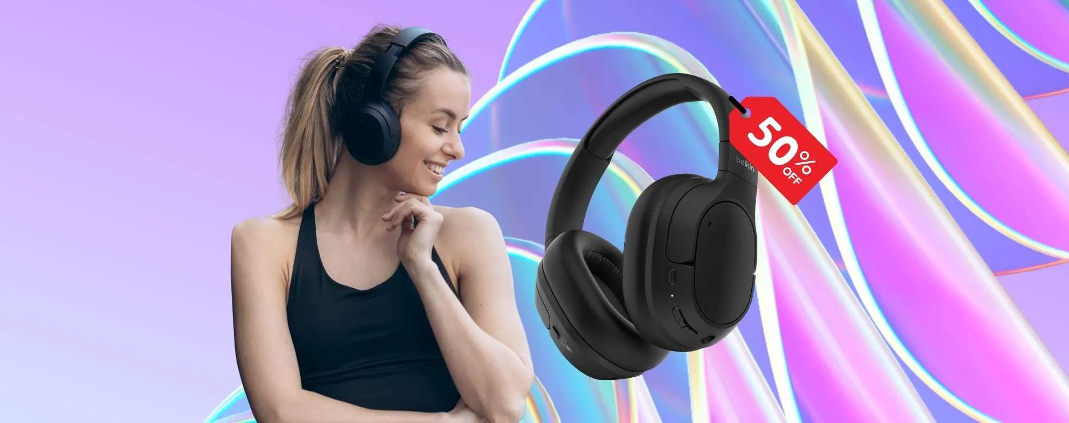 Cuffioni wireless Belkin da 60 ore con bassi potenti oggi a prezzo da favola