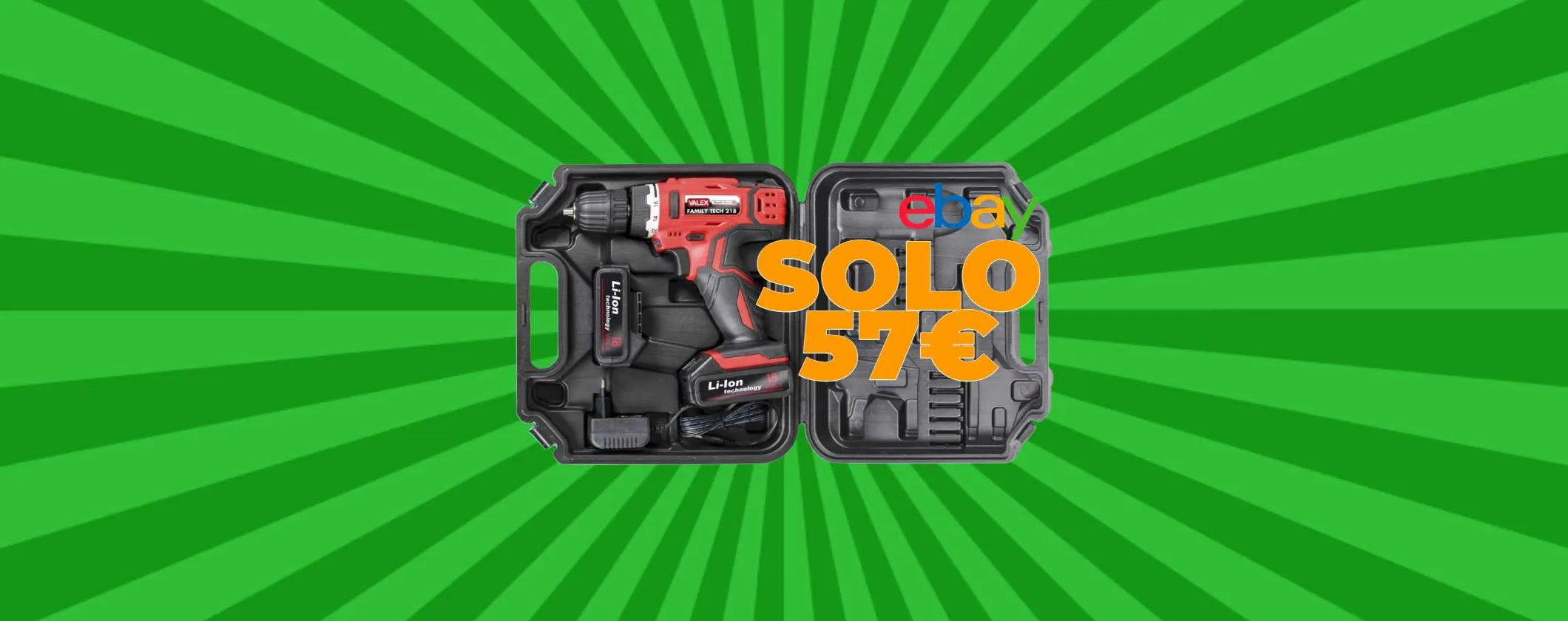 Potente, compatto e pronto all’uso! Trapano avvitatore VALEX con 2 batterie e valigetta a 57€