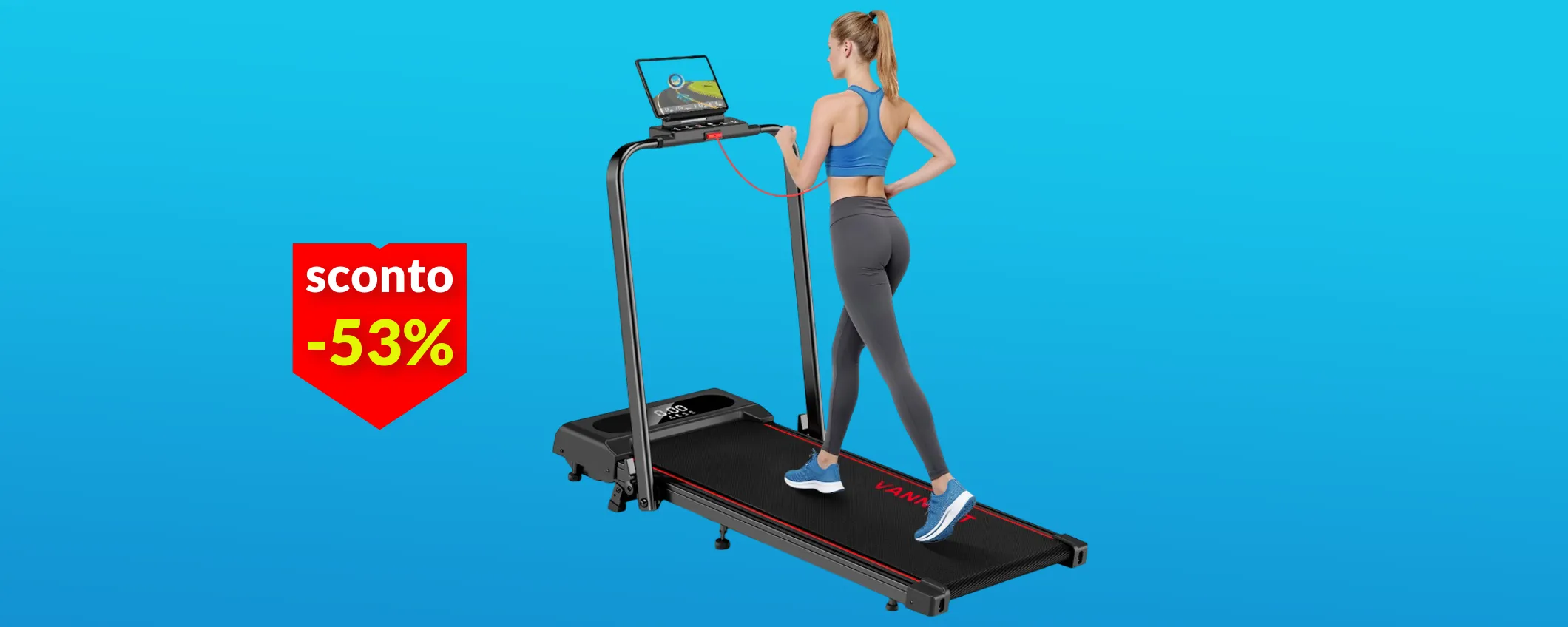 Tapis Roulant pieghevole a soli 189€: regge 150kg ed è inclinabile (-53%)