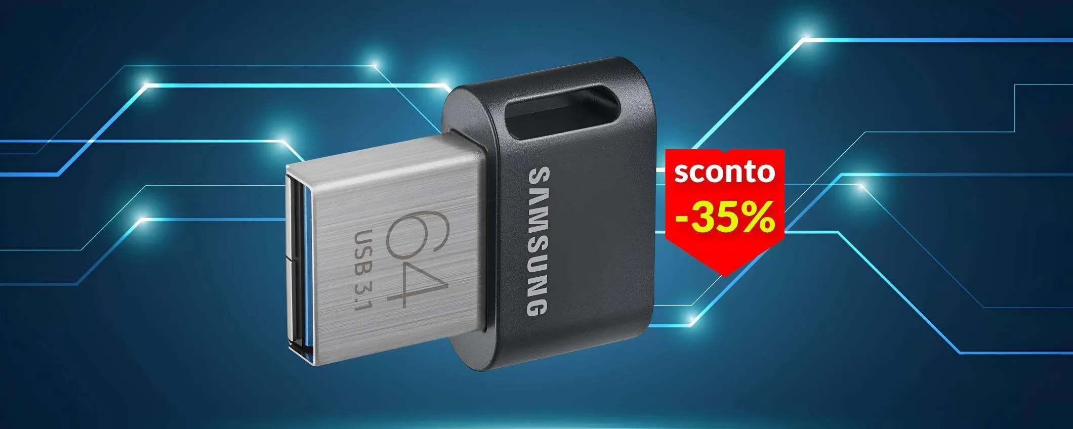Chiavetta USB Samsung minuscola, veloce e sempre pronta all'uso: tua a 12€