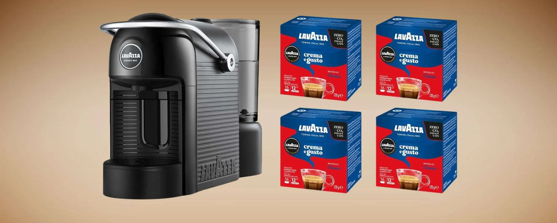 Macchina per caffè Lavazza Jolie Evo in offerta con 64 capsule incluse