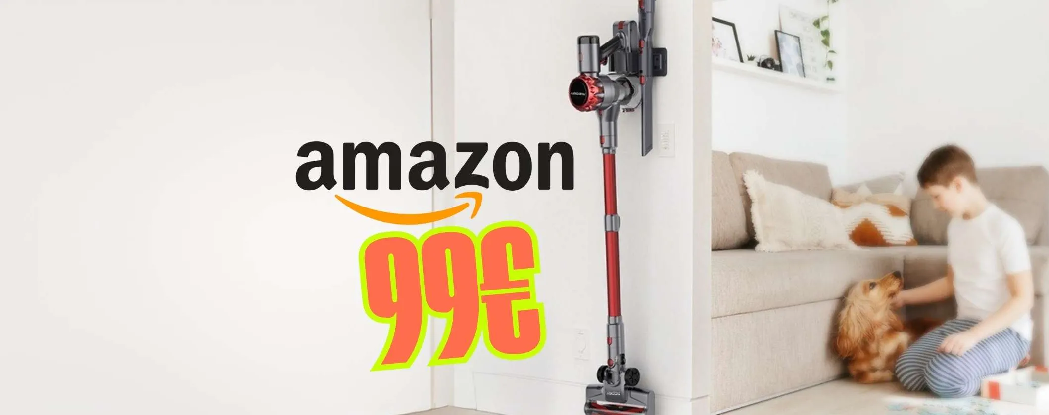 Scopa elettrica da 40Kpa e 55min di autonomia per pavimenti splendenti (99€)