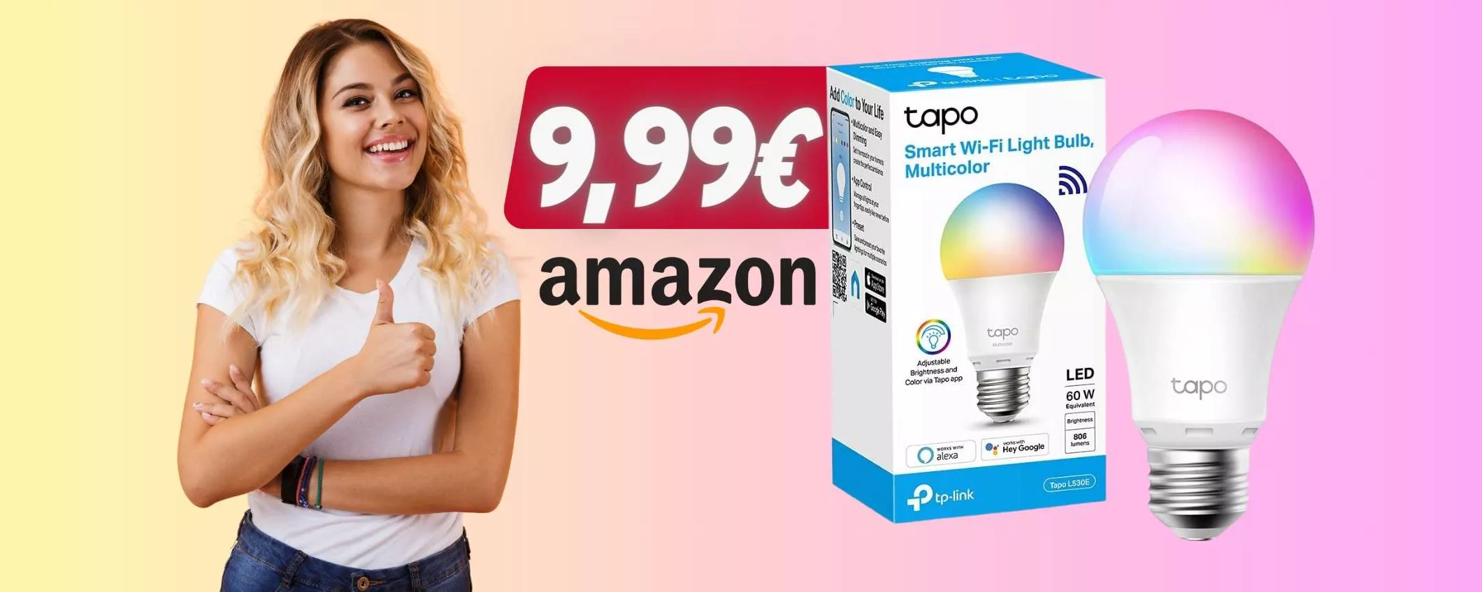 TP-Link Tapo: lampadina WiFi multicolore su Amazon a soli 9,99€