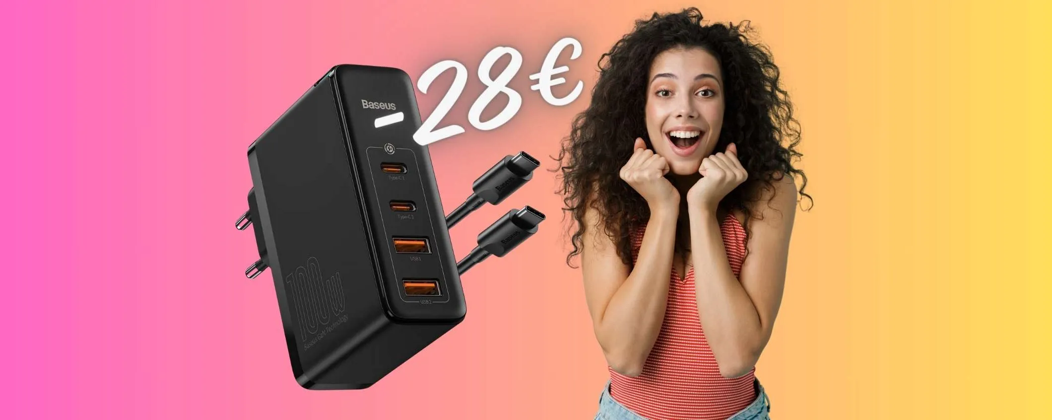 Caricatore USB da 100W e 4 porte, oggi su Amazon RISPARMI 28€