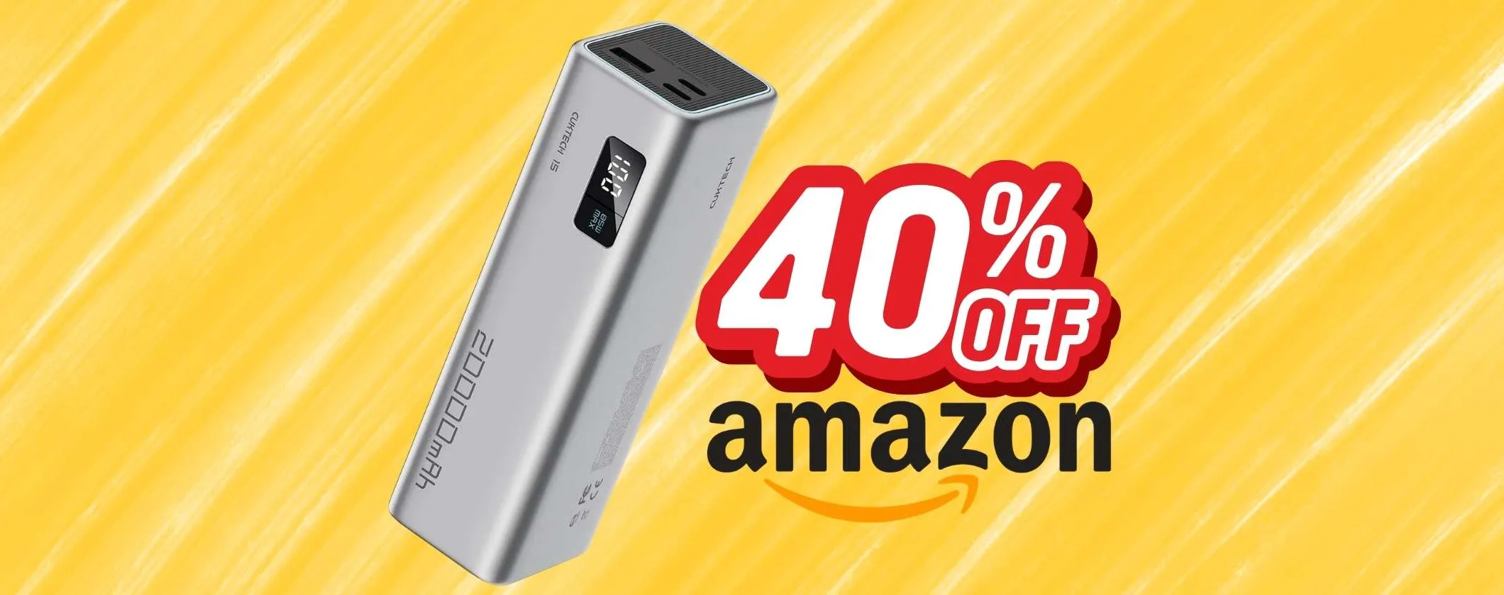 Power Bank da 20000mAh con ricarica rapida e mini display scontato al 40%