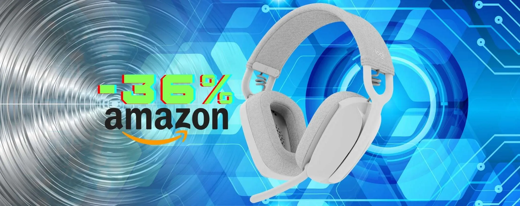 Audio avvolgente e microfono con le cuffie wireless Logitech Zone Vibe 100 (-36%)