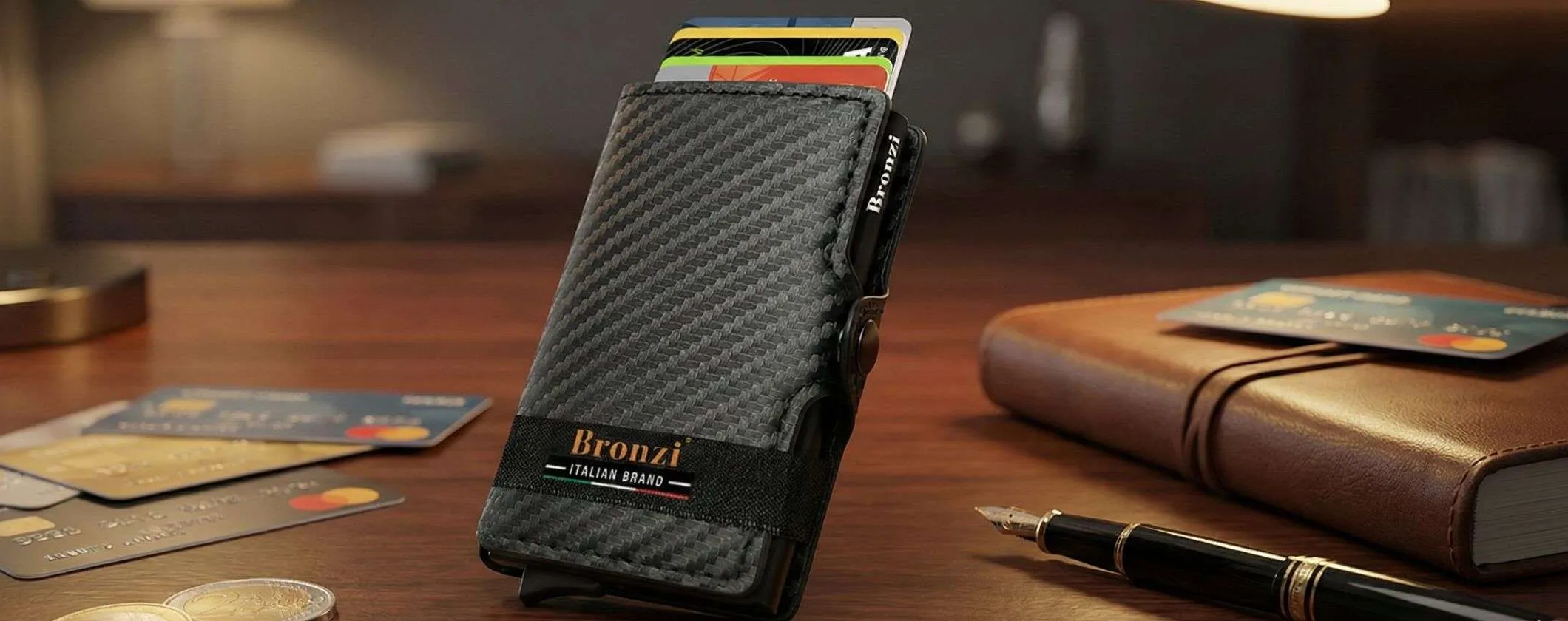 Portafoglio uomo slim Bronzi: stile e sicurezza in fibra di carbonio a 19,94€