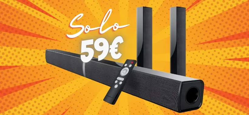 Soundbar wireless da 50 W che diventa a colonnine: 2 in 1 al 40%