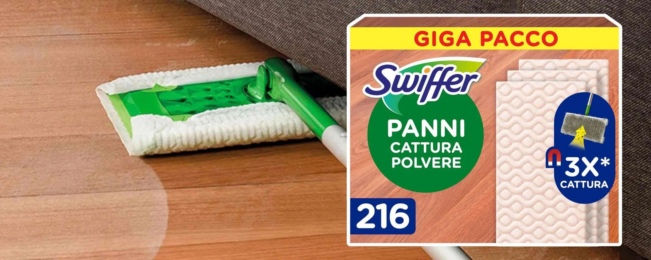 Panni cattura polvere Swiffer: prezzo SCORTA sul pacco da 216 (-50%)