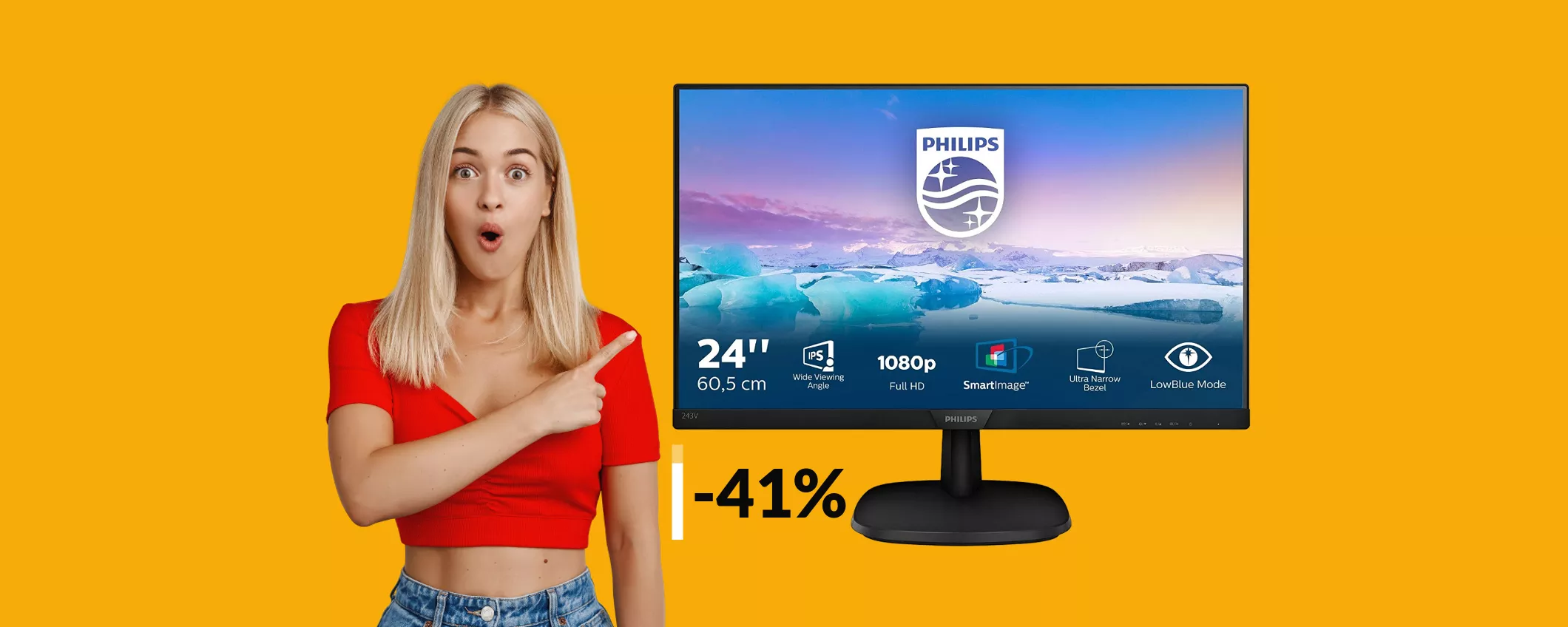 Monitor Philips FullHD 24 pollici a soli 99€: oggi fai un FURTO