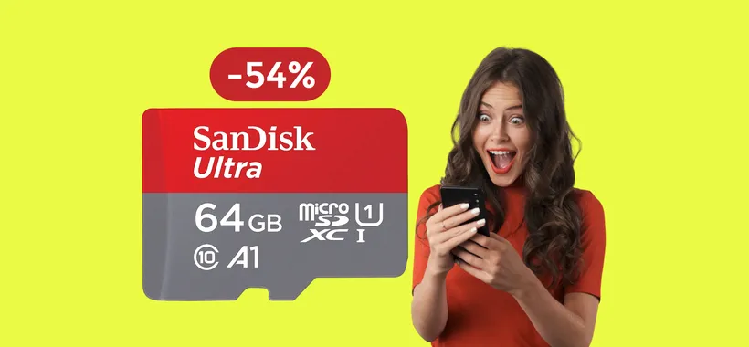 MicroSD 64GB a meno di METÀ PREZZO: oggi è tua con soli 8€