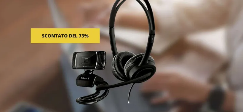 Webcam HD e Cuffie Trust: meno di 15€ grazie allo sconto del 73%