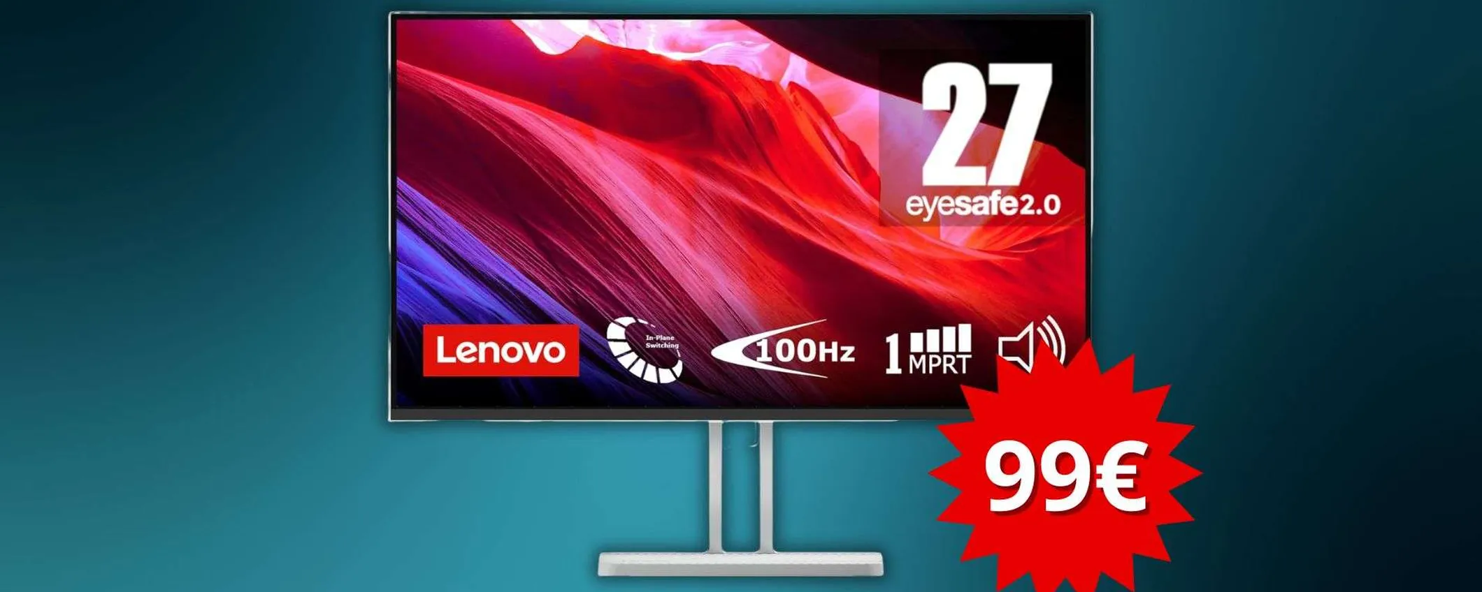 Monitor della Lenovo, offerta imbattibile: Full HD 100Hz a soli 99,99€
