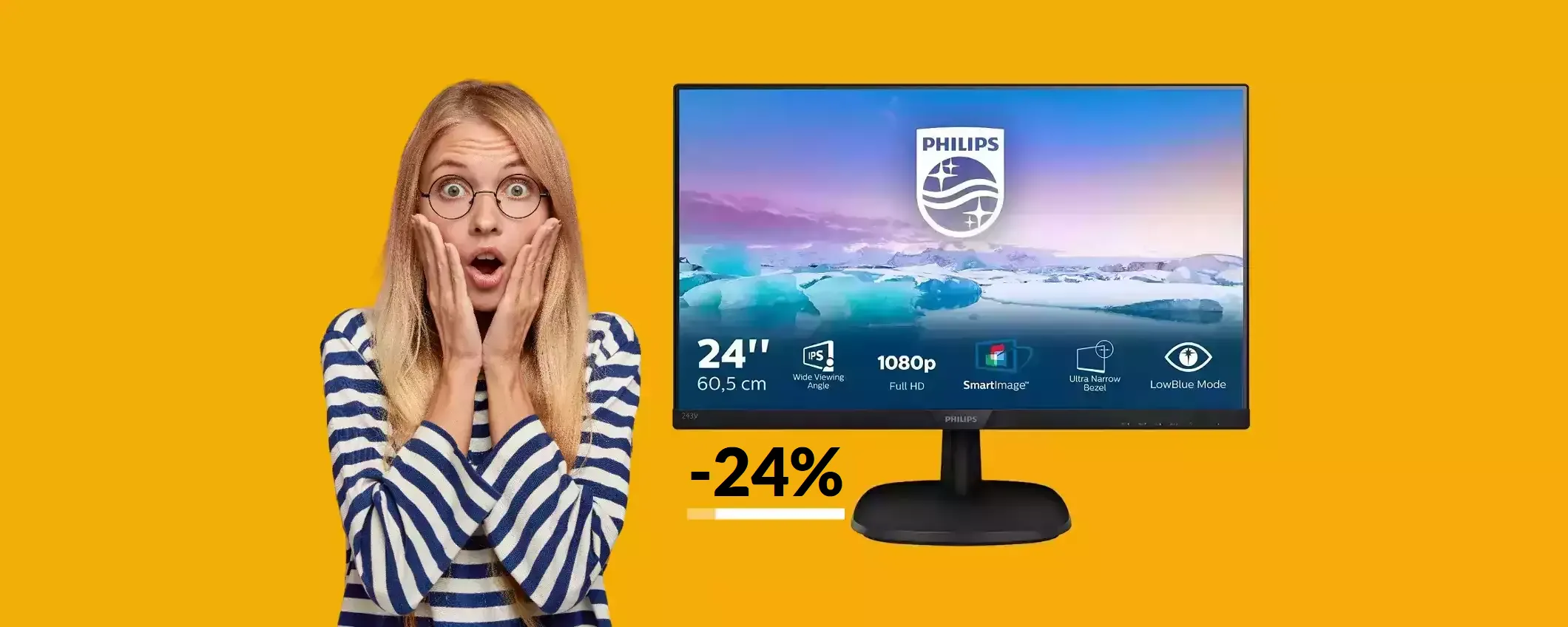 Questo splendido monitor FullHD da 24'' è già tuo con appena 89€