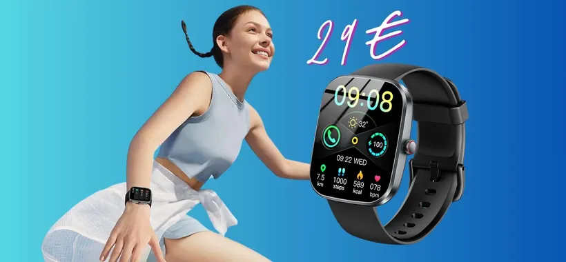 Smartwatch con oltre 112 modalità sport e un microfono per chiamate a soli 29€