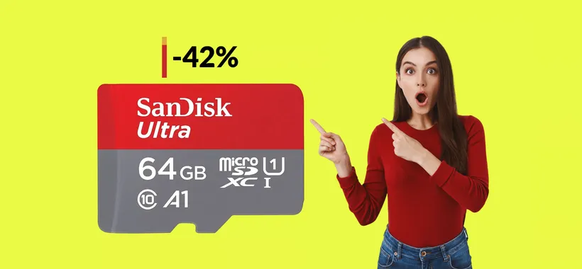 MicroSD 64GB SanDisk ad appena 10€: è un'autentica SCHEGGIA
