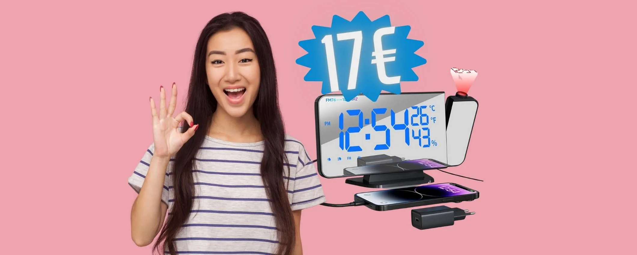 GENIALE sveglia con proiettore e display da 7,5 pollici a soli 17€ su Amazon