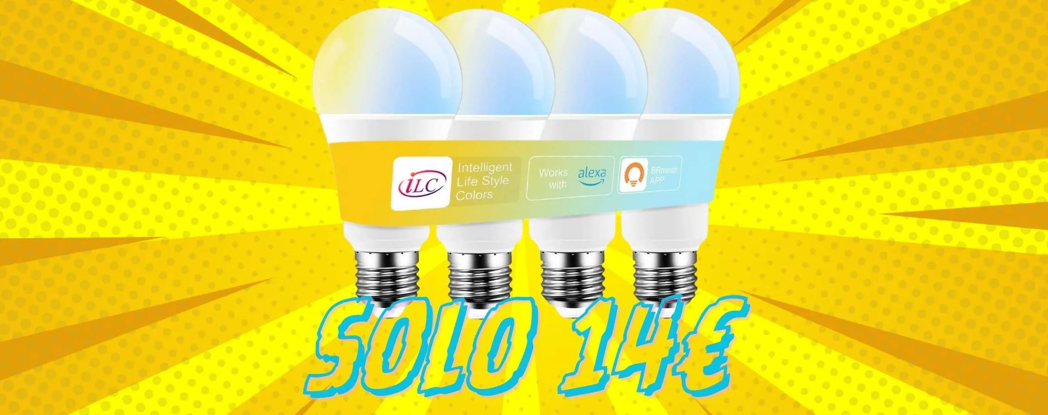 4 lampadine WiFi compatibili con Alexa a soli 14€ con lo sconto del 45%