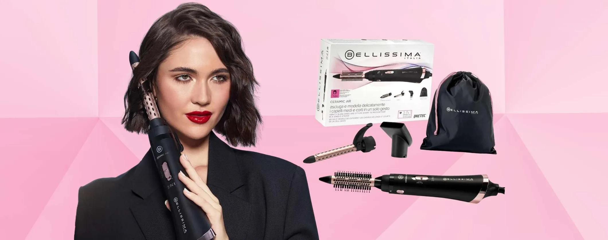 Bellissima Imetec: spazzola ad aria calda con accessori per asciugatura top (-43%)