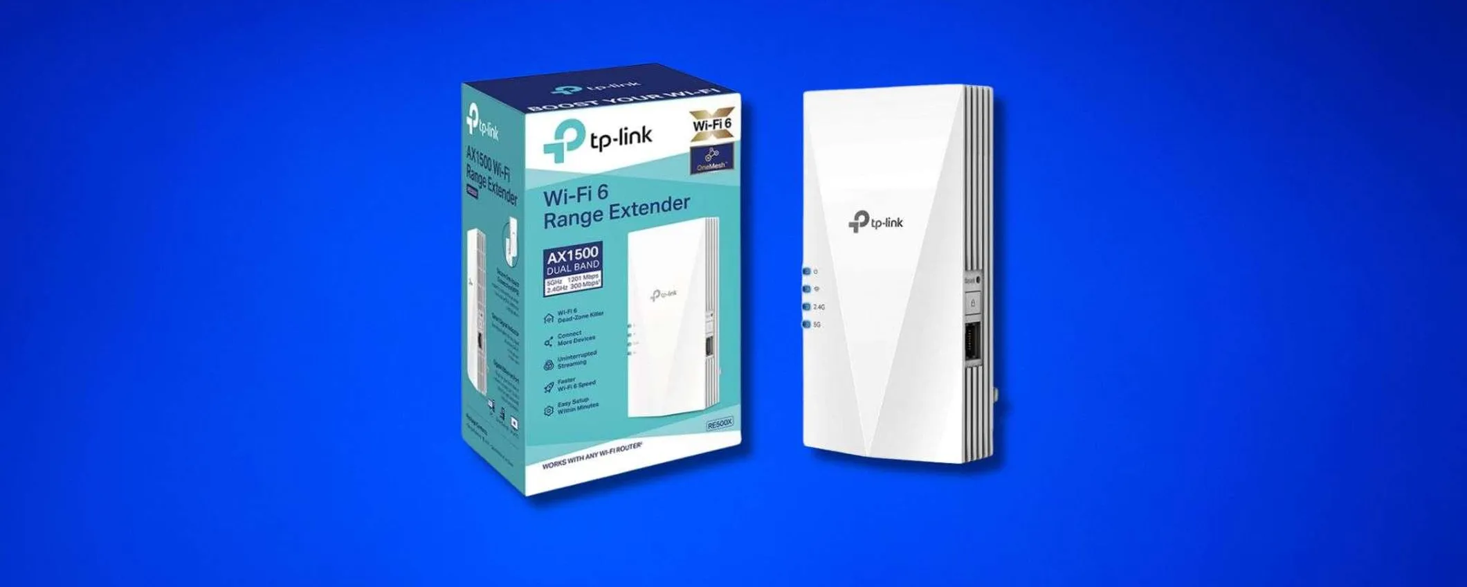 TP-Link RE500X a 39,99€: sconto del 50% sull'amplificatore Wi-Fi 6 AX1500 con porta Gigabit