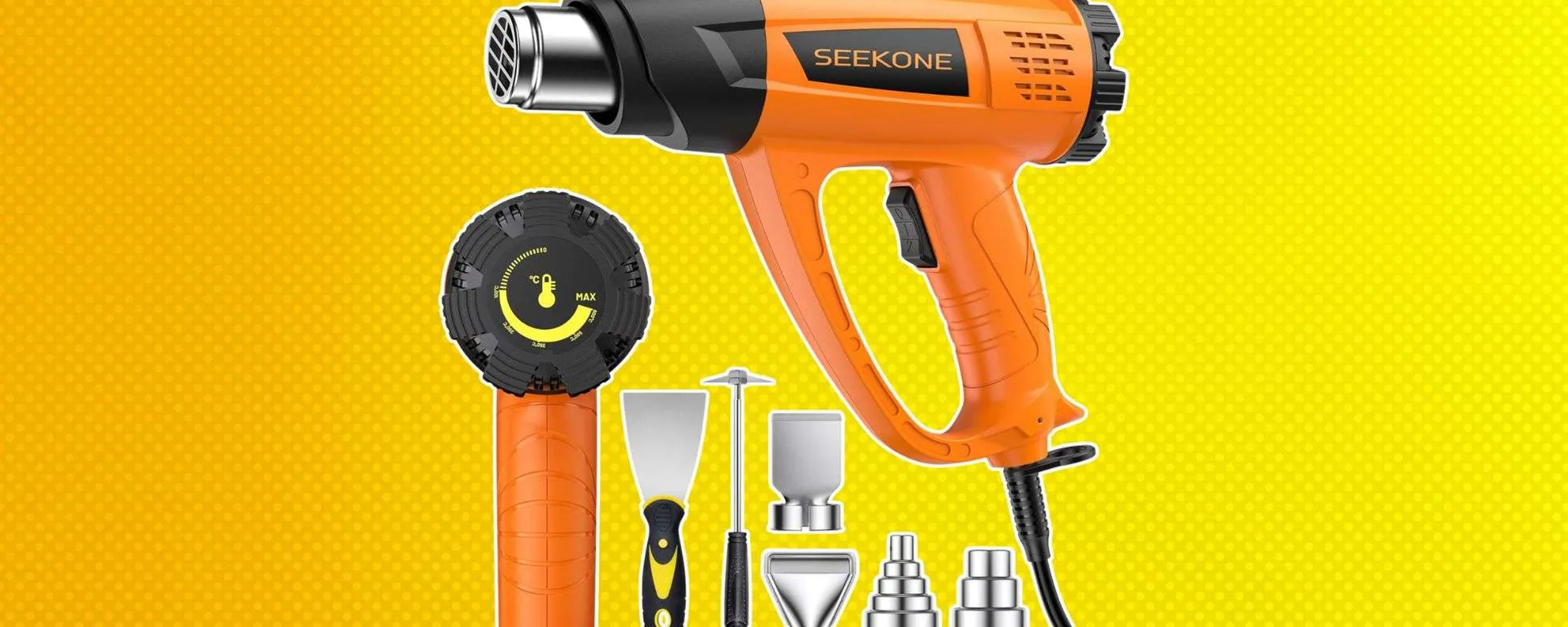 Pistola termica in offerta Amazon con 7 accessori inclusi a un SUPER PREZZO