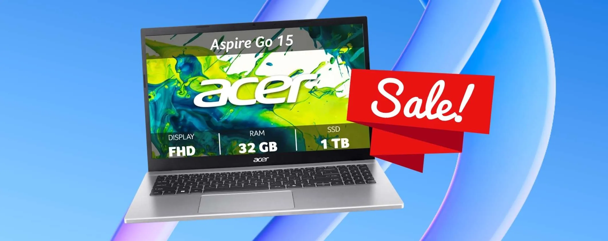 acer Aspire Go 15 con 32GB di RAM, SSD da 1TB e Ryzen 5 scontato di 133€