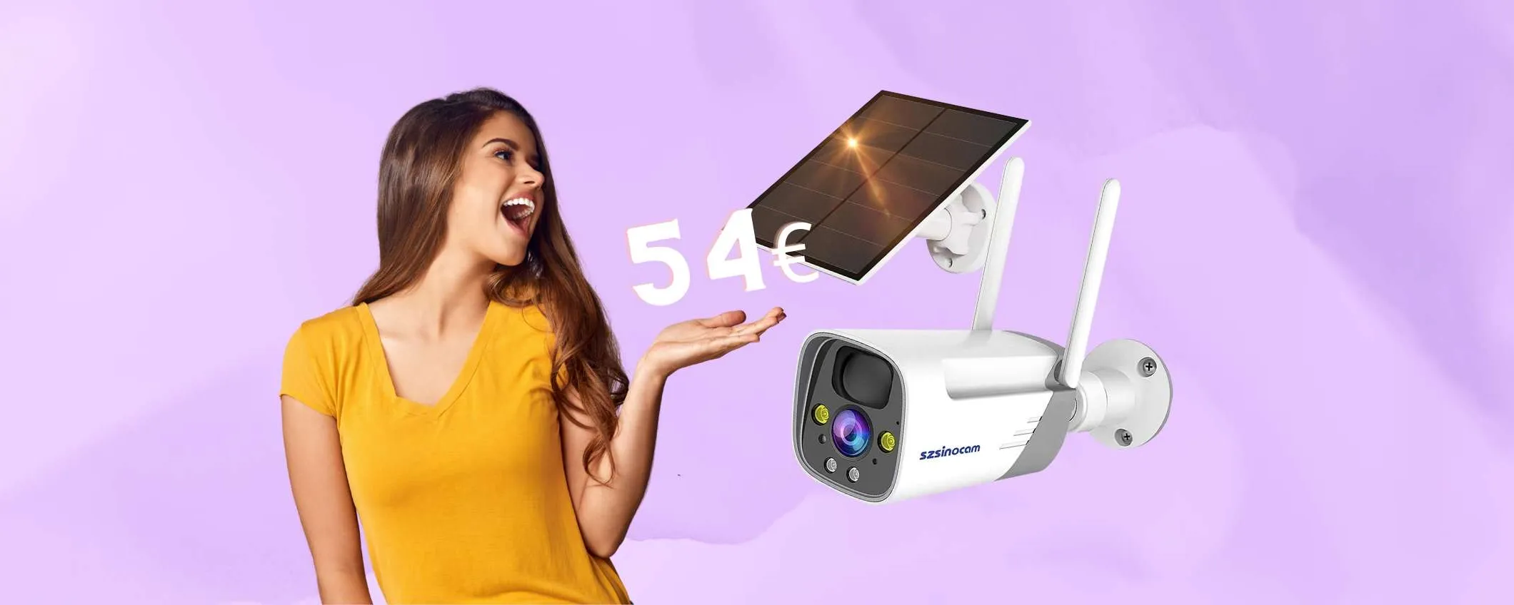 Videocamera wireless da esterno con video in HD e pannello solare a 54€