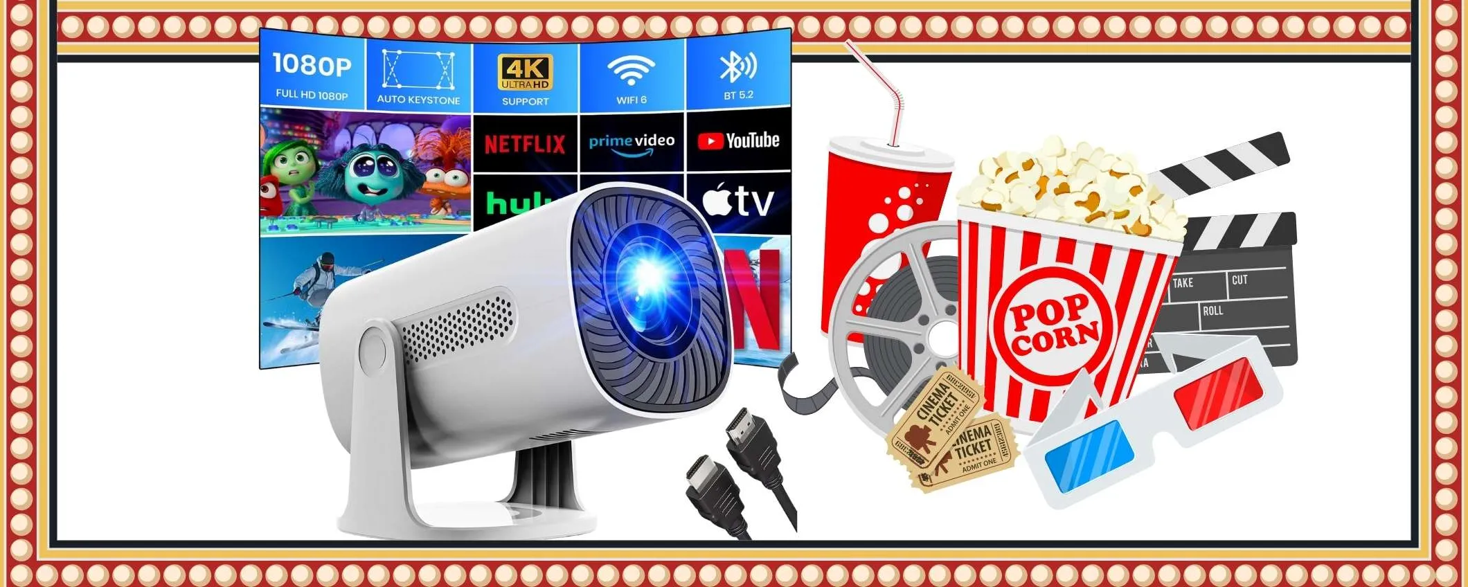 Mini Proiettore 4K 1080P in sconto del 35%: porta il cinema a casa