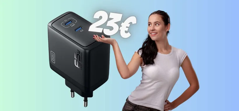 Caricatore USB da 65W e 2 uscite a soli 23€ con il DOPPIO SCONTO