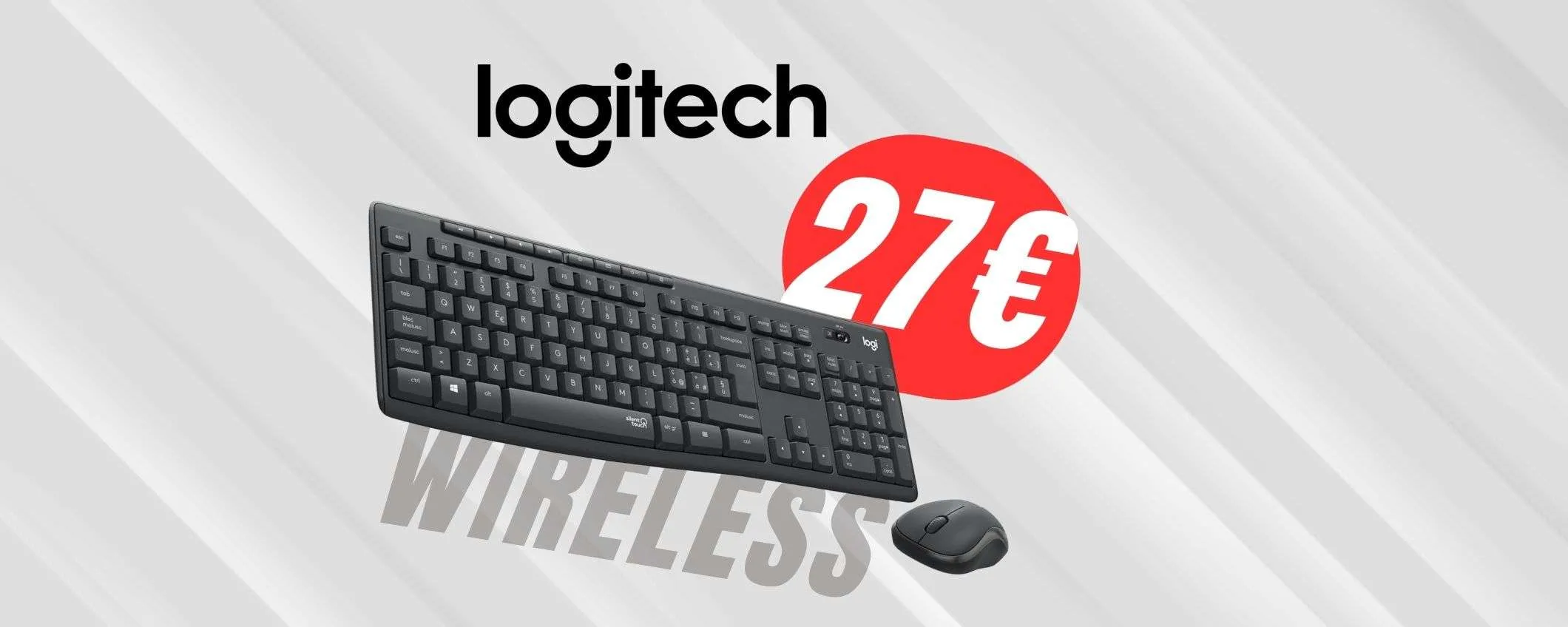 Senza cavi e silenziosi: MOUSE+TASTIERA Logitech a un prezzo bomba (27€!)