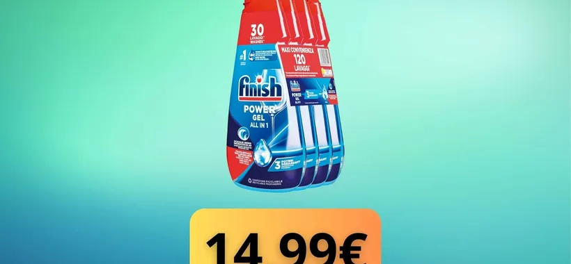 Finish Powergel Multiazione: quattro flaconi ad appena 14,99€ con lo sconto 32%