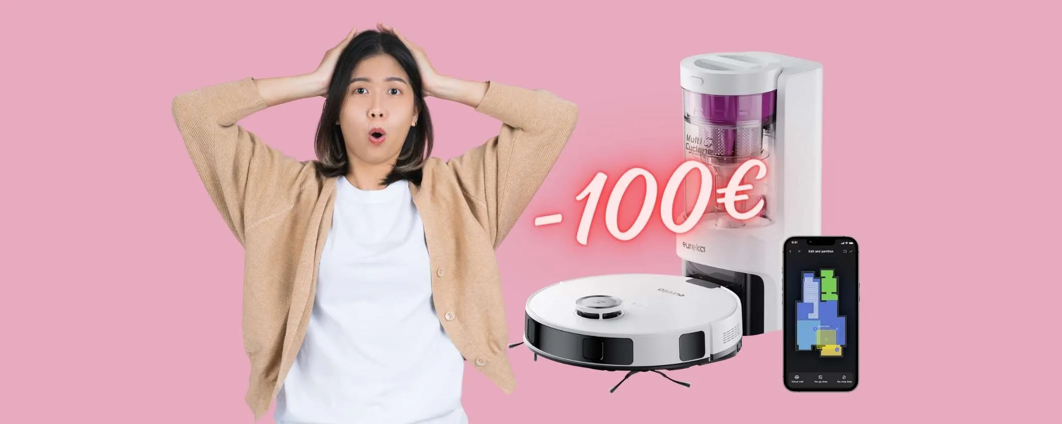 Robot aspirapolvere e lavapavimenti con stazione di svuotamento (-100€)
